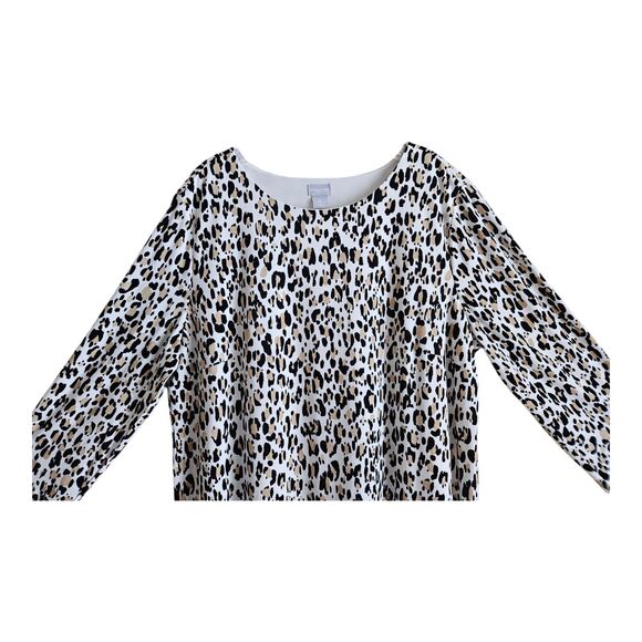 CHICO'S 3 Women's XL 16 Dress Leopard Southwest Midi 3/4 Sleeve Lined Flowy 46" - Picture 2 of 8